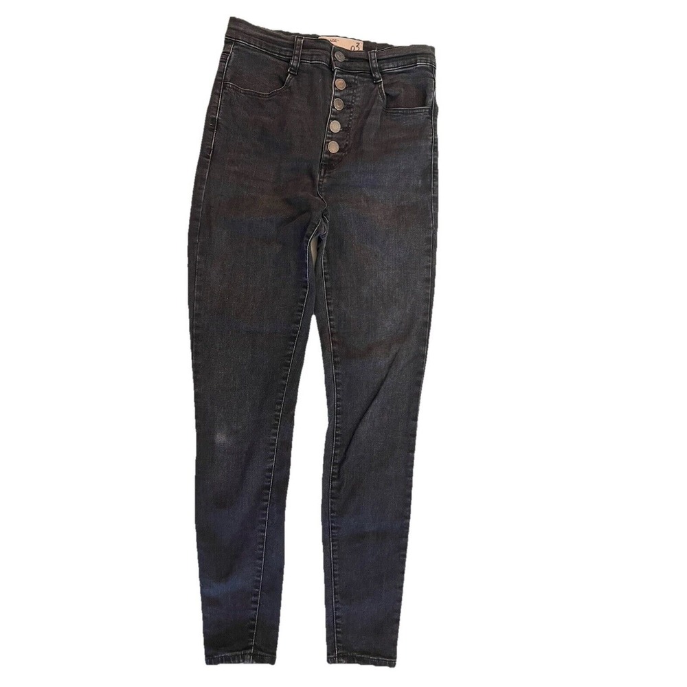 Garage Jeans Women's Sz 3 Black High Waist Skinny Stretch Denim Distressed Goth‎